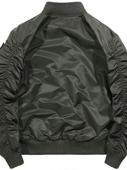 Men's Plus Size Zip Up Bomber Jacket with Multiple Pockets