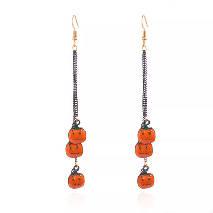 Halloween Pumpkin Chain Drop Earrings