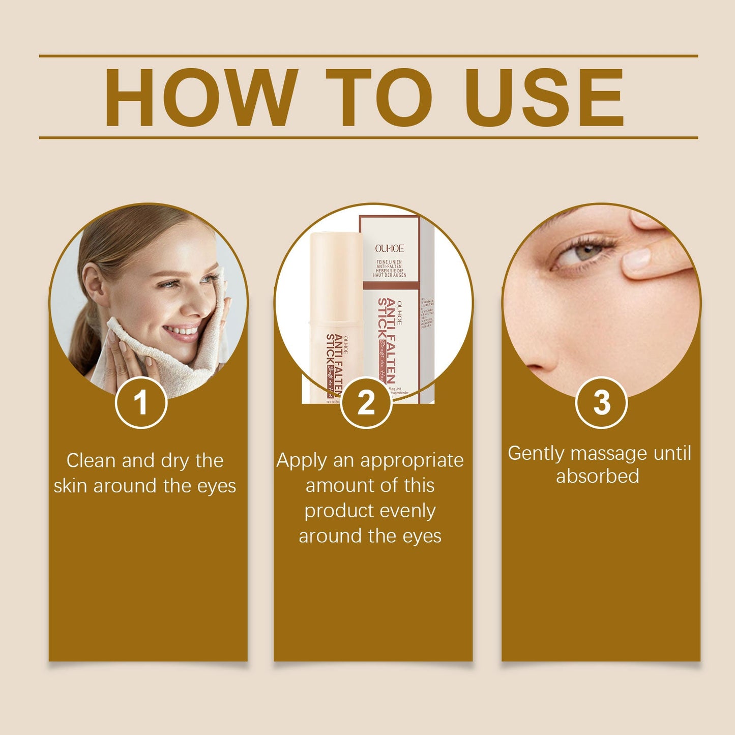 OUHOE Eye Care Stick Care-Firming, Hydrating, Moisturizing And Smoothing Fine Lines Elastic Moisturizing And Brightening Eye Area