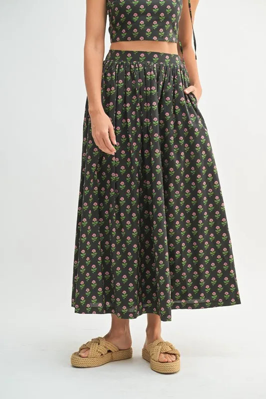 MABLE Floral Crop Top and Skirt Set