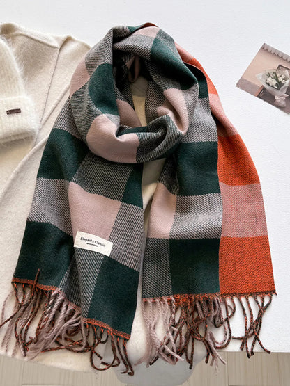 Plaid Fringe Scarf