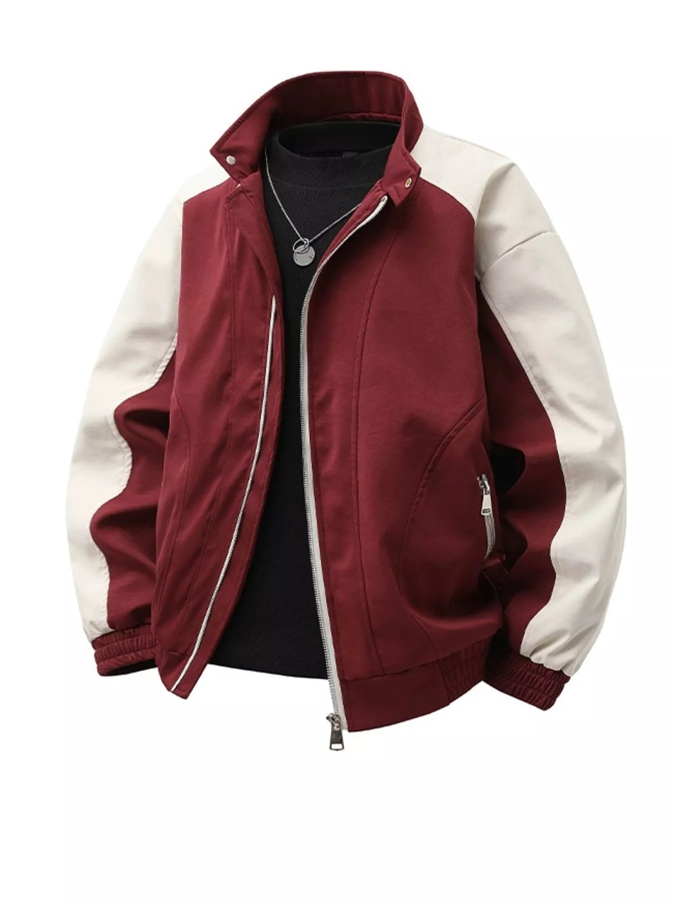 Men's Plus Size Color Block Casual Bomber Jacket