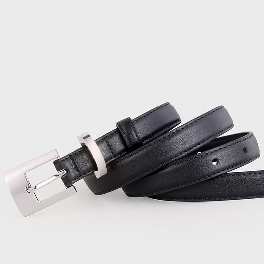 Leather Belt with Silver Buckle