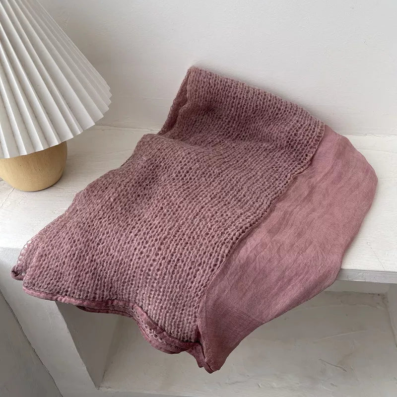 Lightweight Knitted Scarf with Dyed Edges