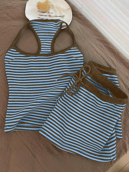 Striped Tank Top and Shorts Set