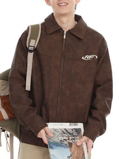 Men's Plus Size Wash Zip-Up Jacket
