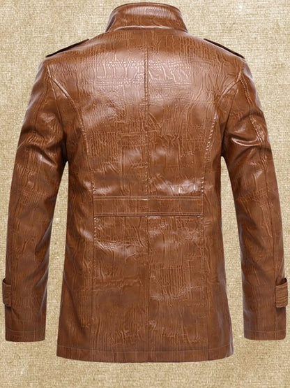 Men's Plus Size Button Up Fleece Lined Coat