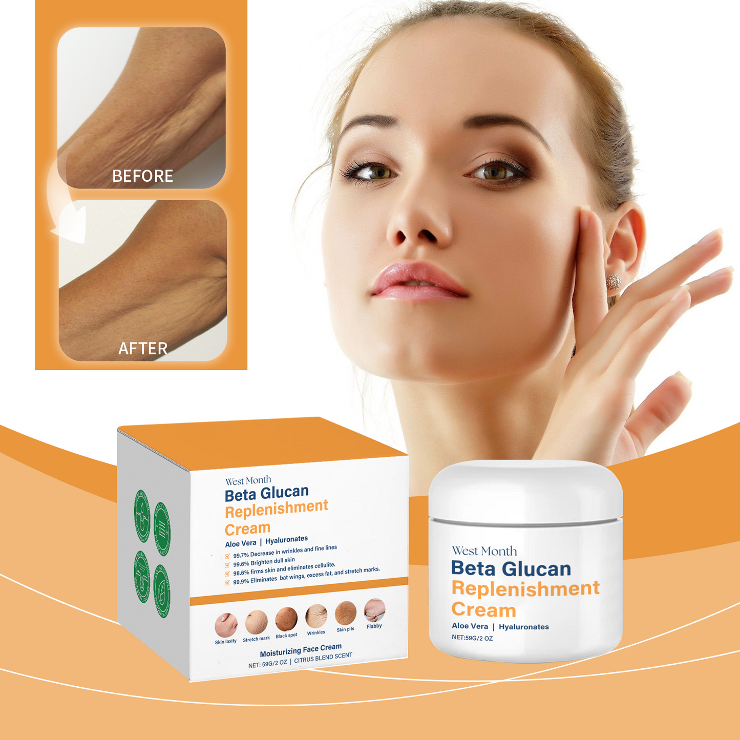 West&Month Firming Skin Cream Gentle Nourishing Firming Skin Elastic Skin Hydrating Moisturizing Cream