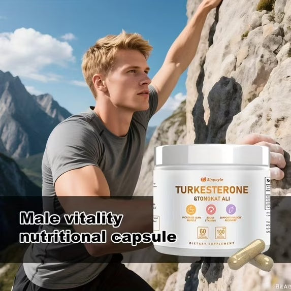 Turkesterone & Tongkat Ali Supplement , 60 Vegan Capsules, Lean Muscle Growth, Stamina Boost & Muscle Recovery