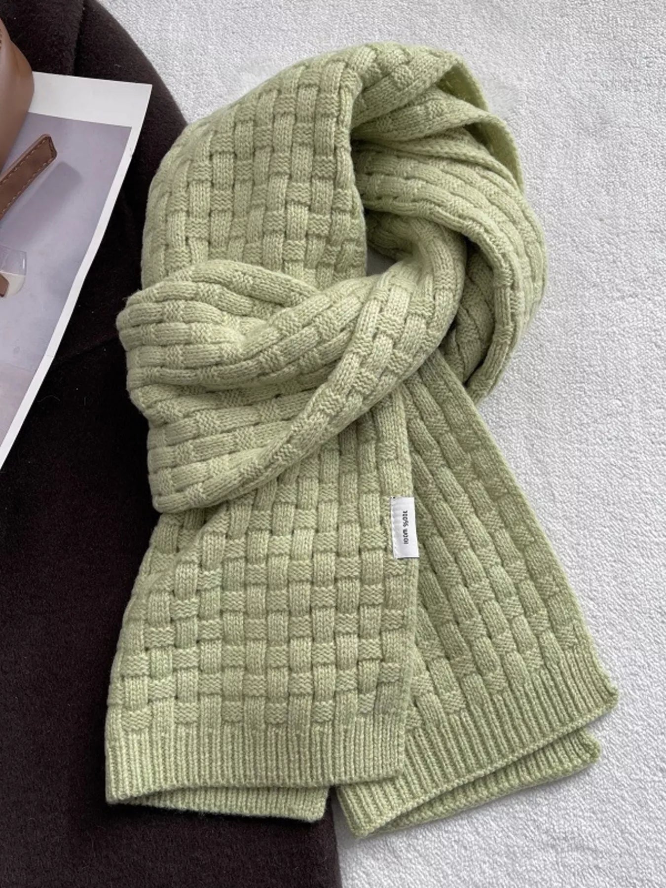Wool Woven Pattern Knitted Scarf