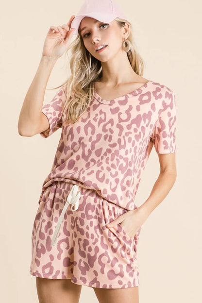 BiBi Leopard Shorts with Twill Tape Drawstring