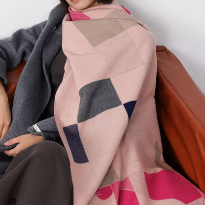 Geometric Cat Print Soft Scarf