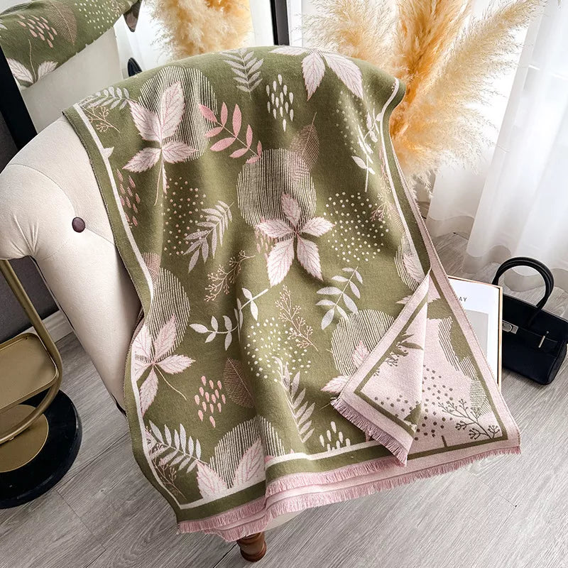 Printed Raw Hem Scarf
