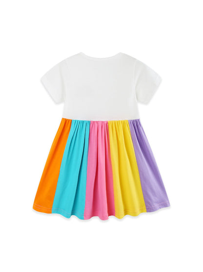 Children's Rainbow Striped Casual Dress