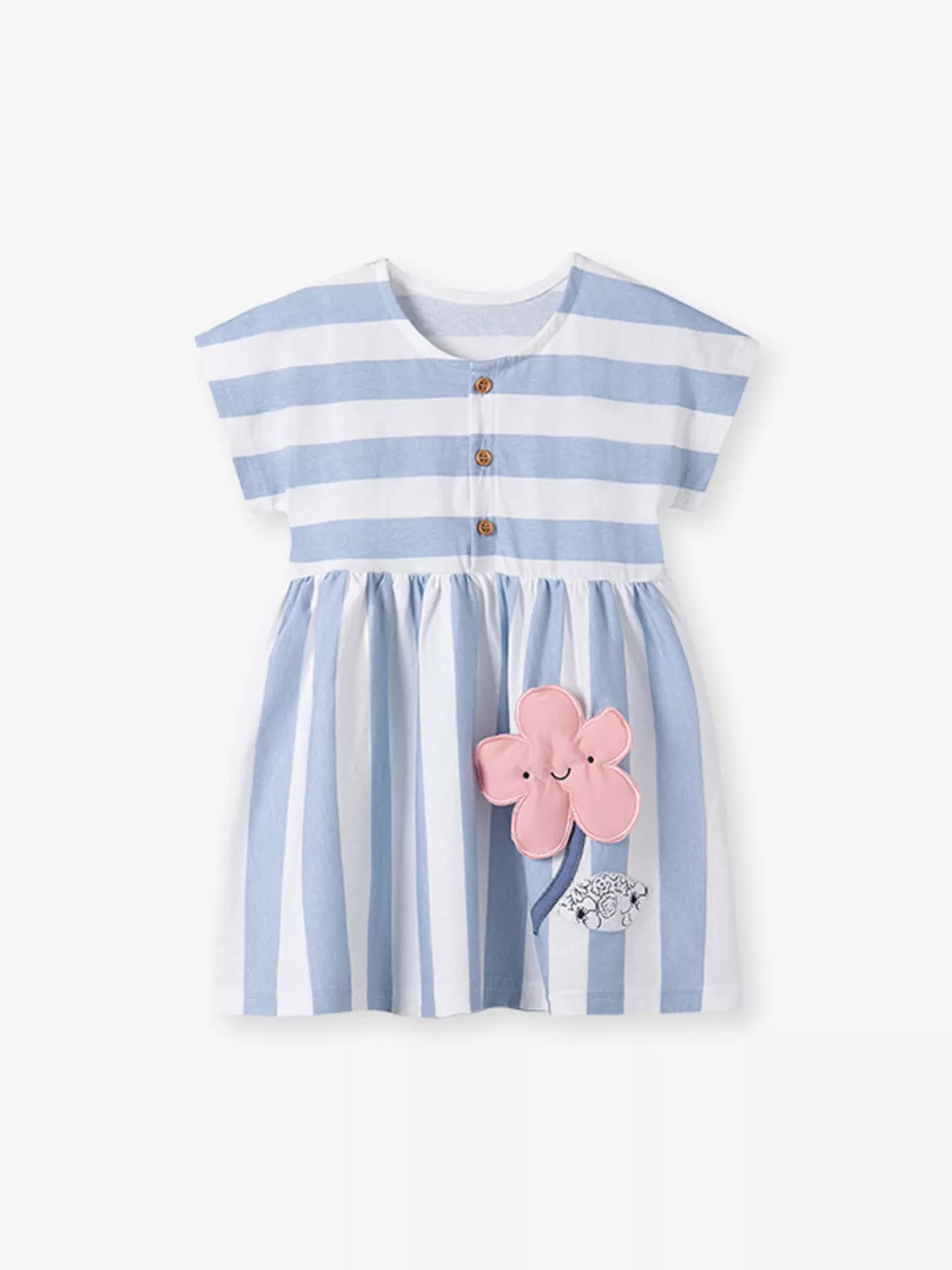Children's Striped Button Detail Dress