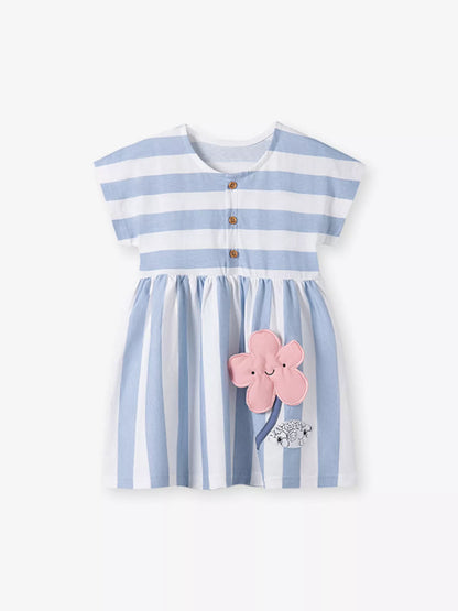 Children's Striped Button Detail Dress