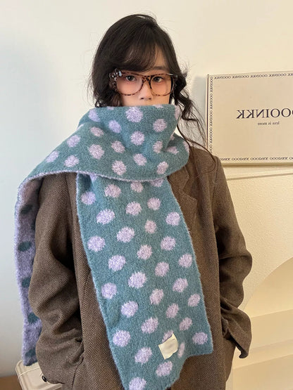 Polka Dot Knitted Scarf