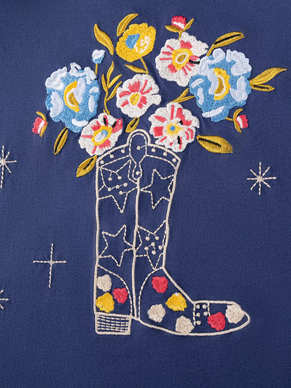 Children's Floral Boot Ruffle Sleeve Casual Dress
