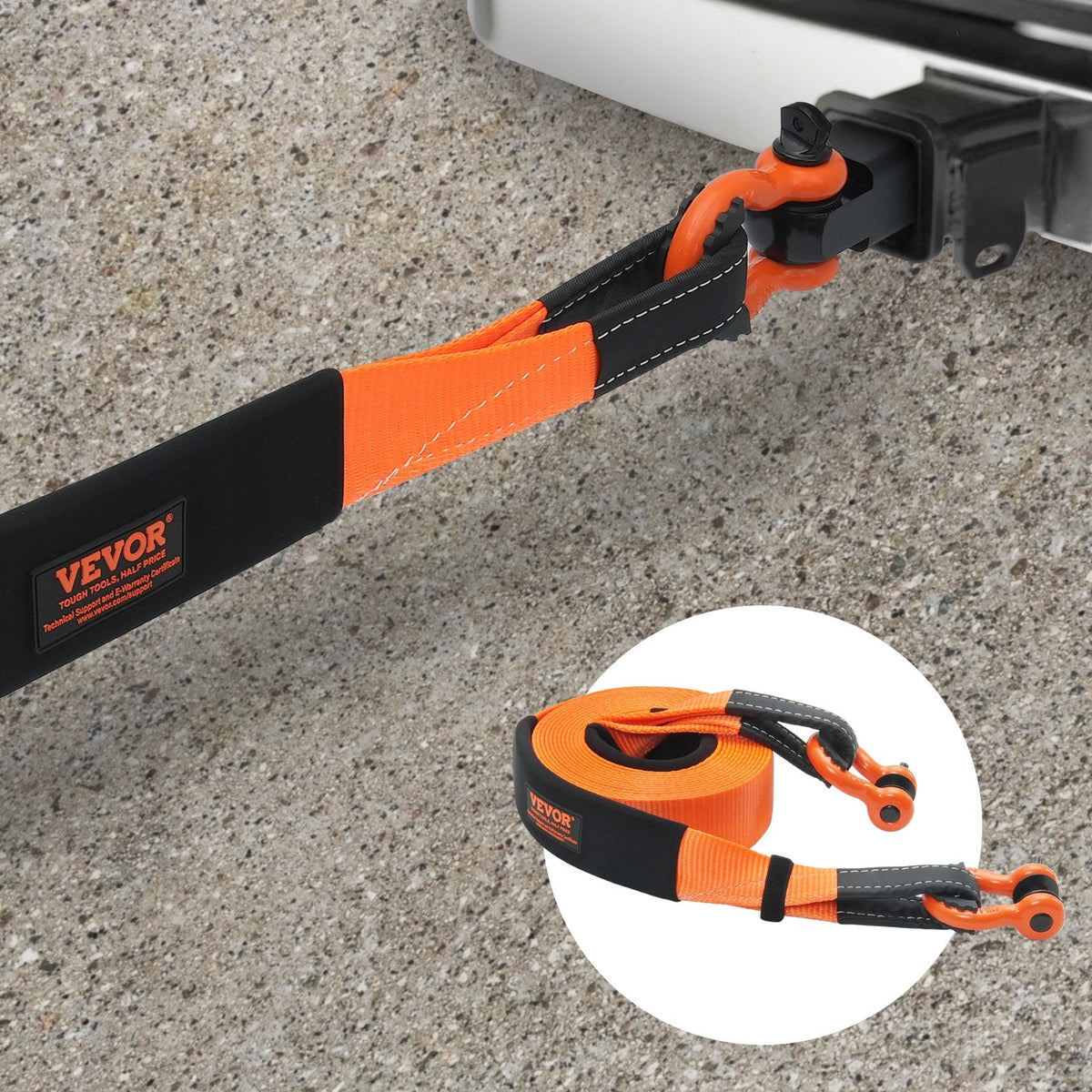 Polyester Heavy Duty Tow Strap Recovery Kit 3" X 30 Ft (MBS-36,000 Lbs) Winch Strap, Triple Reinforced Loop, Snatch Strap + 2" Shackle Hitch Receiver + 3/4" D-Ring Shackles (2PCS) + Storage Bag