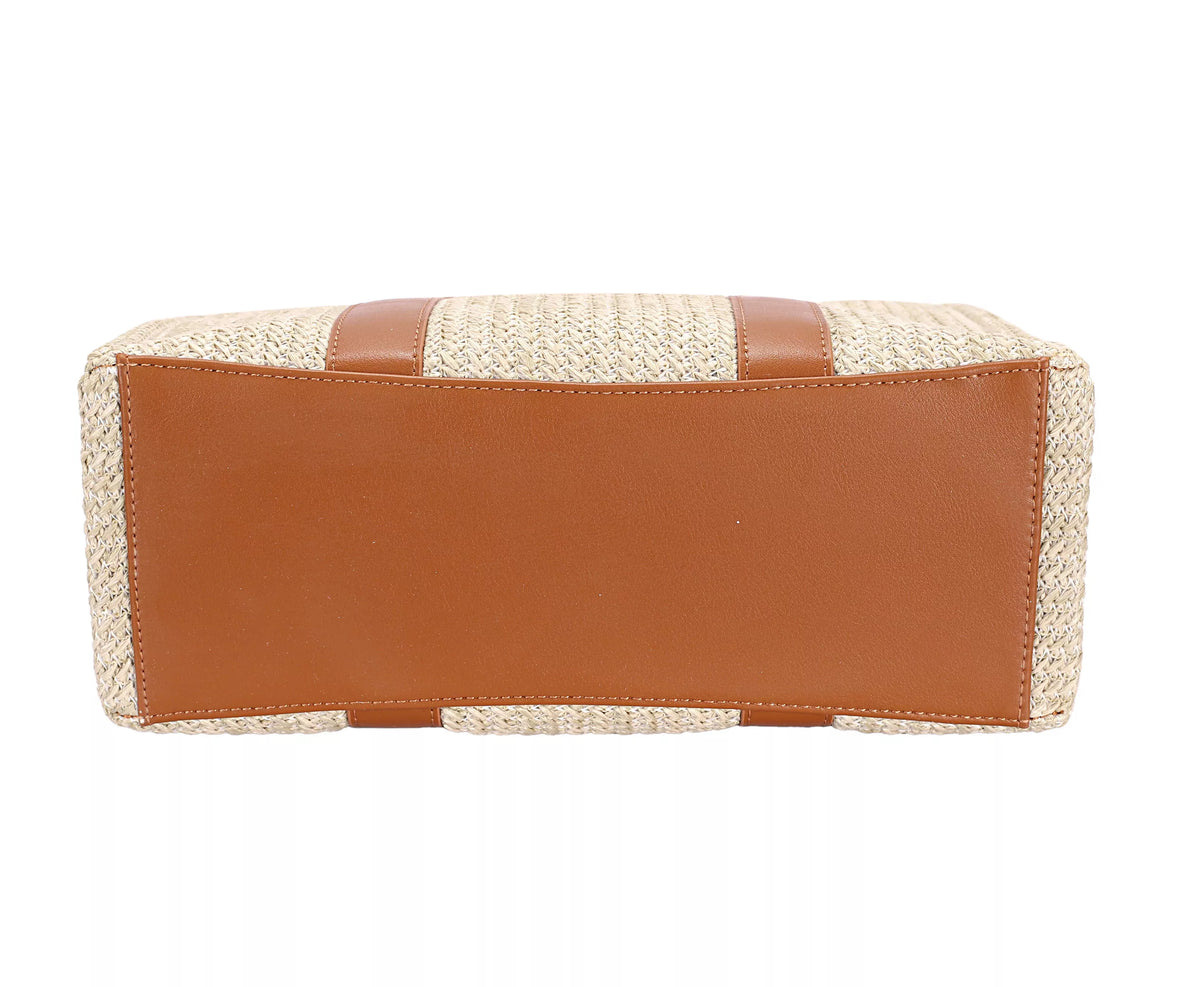 David Jones Square Woven Tote Handbag
