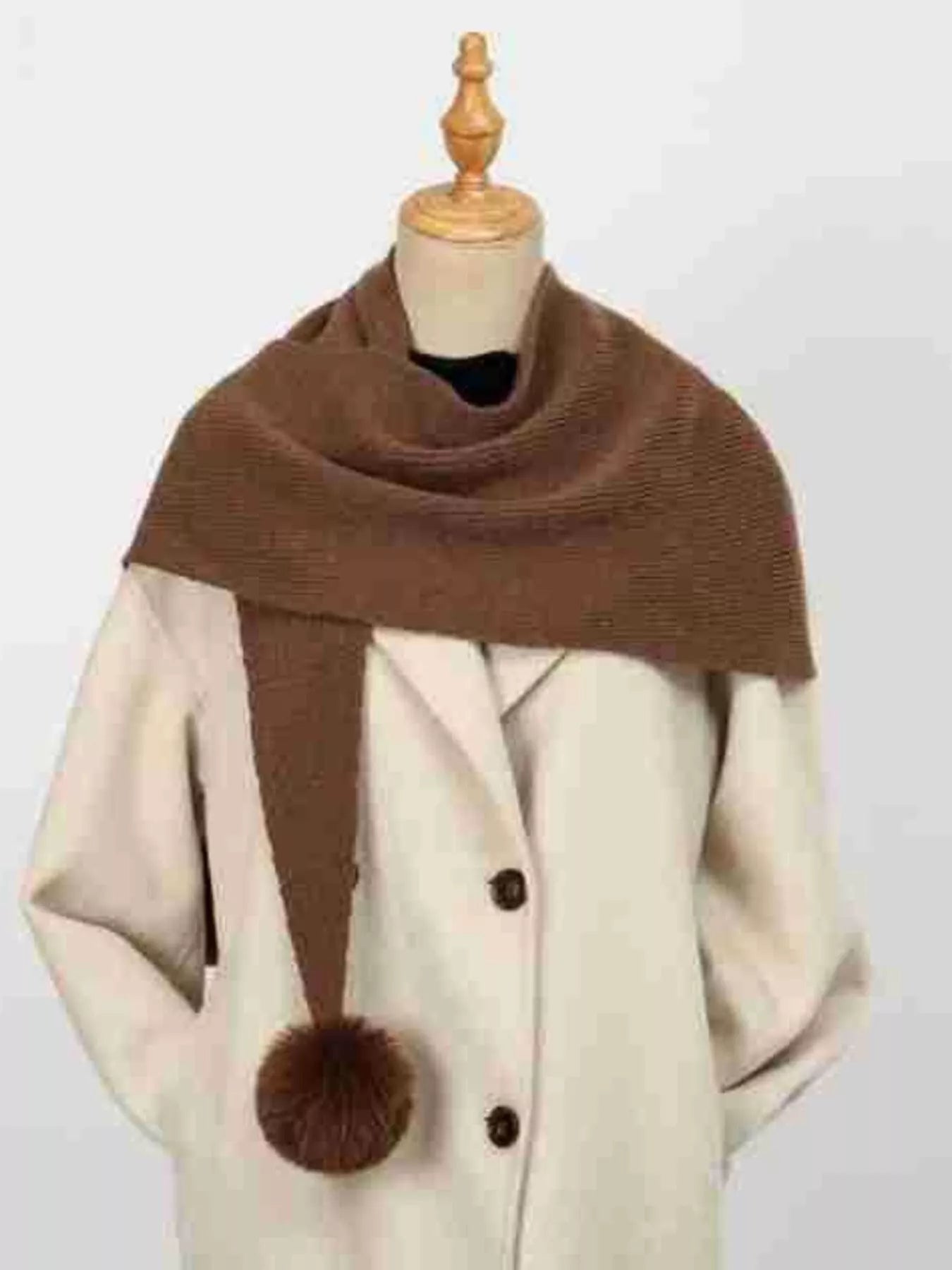 Solid Color Pom-Pom Scarf