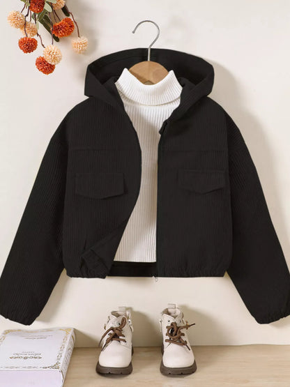 Children's Casual Corduroy Hooded Jacket