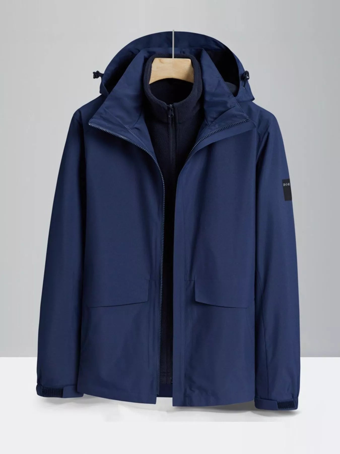 Men's Plus Size Zip Up Waterproof Hooded Jacket
