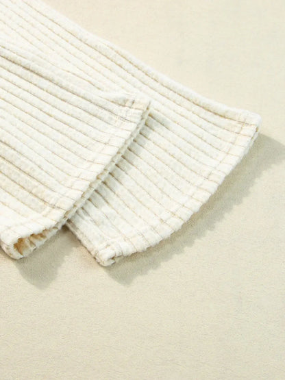 Ribbed Knit V-Neck Top and Pants Lounge Set