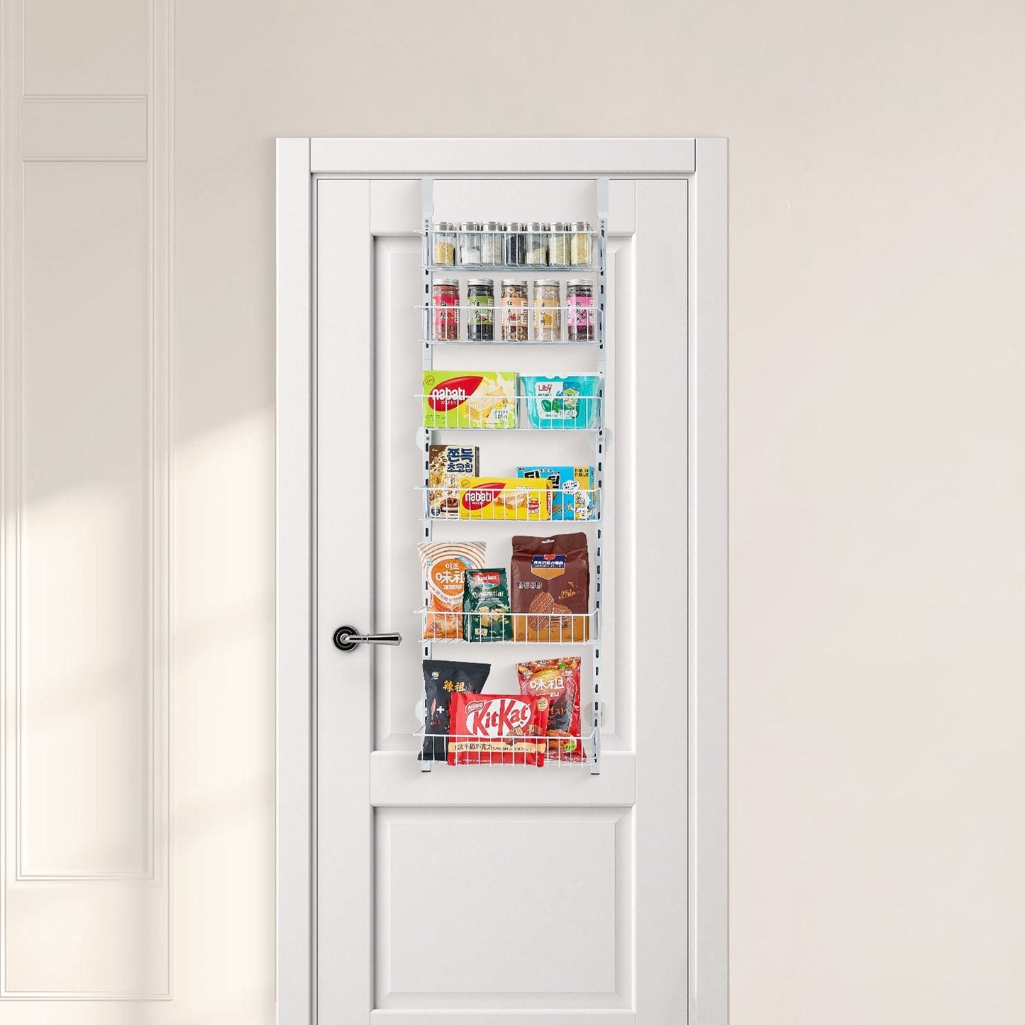 6-Tier Over The Door Pantry Organizer Hanging Storage Rack Adjustable Kitchen