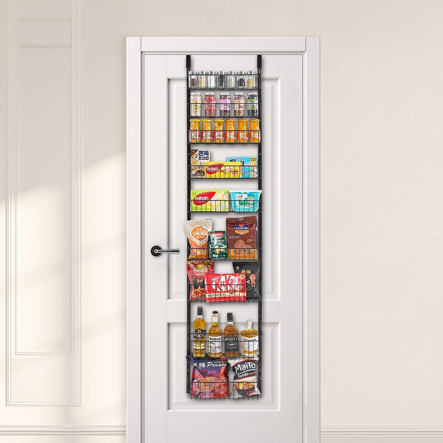 9-Tier Over The Door Pantry Organizer Hanging Storage Rack Adjustable Kitchen