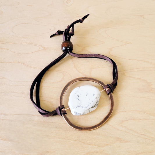 White Turquoise Bracelet w/ Adjustable Ties (010h)