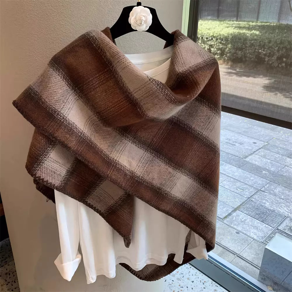 Plaid Winter Scarf Shawl