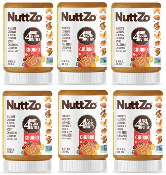 Nuttzo - Churro Nut Butter, 16 oz (Pack of 6) - Healthy Snack Spread