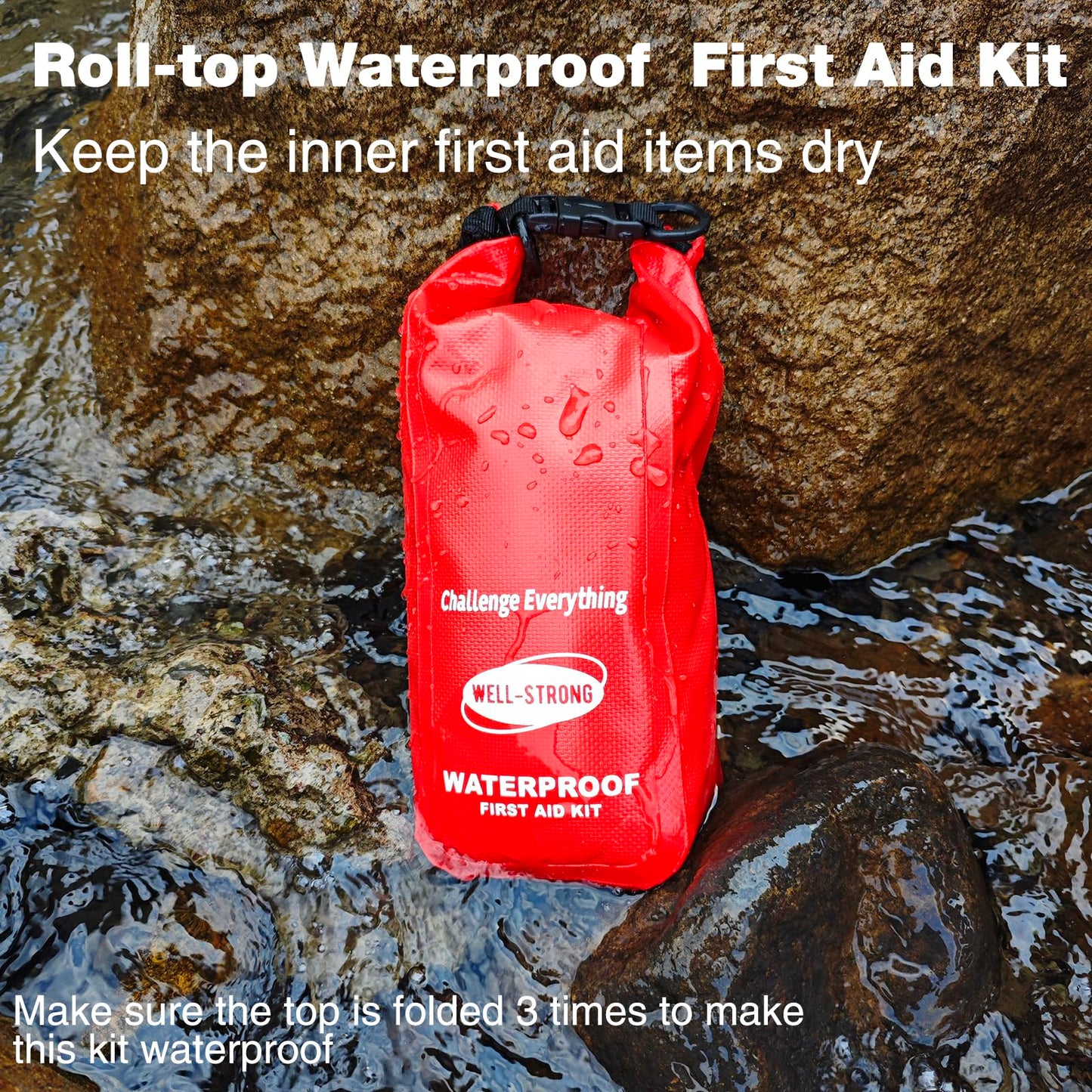 Waterproof First Aid Kit Roll Top Boat Emergency Kit with Waterproof ContentsRED