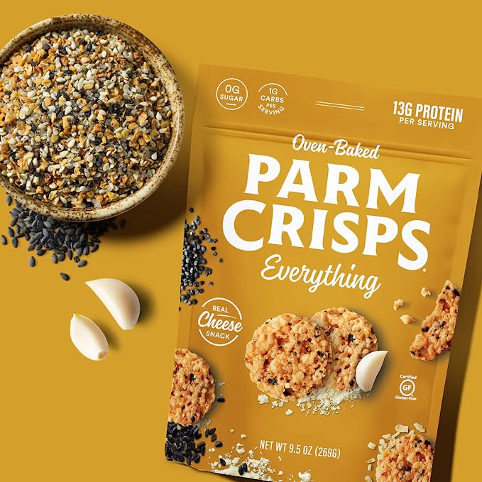 Parm Crisps Everything Bagel Seasoned Snack Crackers (Pack of 12 1.75 Oz)