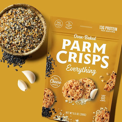 Parm Crisps Everything Bagel Seasoned Snack Crackers (Pack of 12 1.75 Oz)