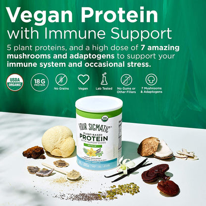 Four Sigmatic - Plant Based Protein With Superfood - Sweet Vanilla  21.16 Oz