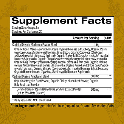 Om Mushroom Superfood: Master Blend Mushroom Capsules (80 Count)