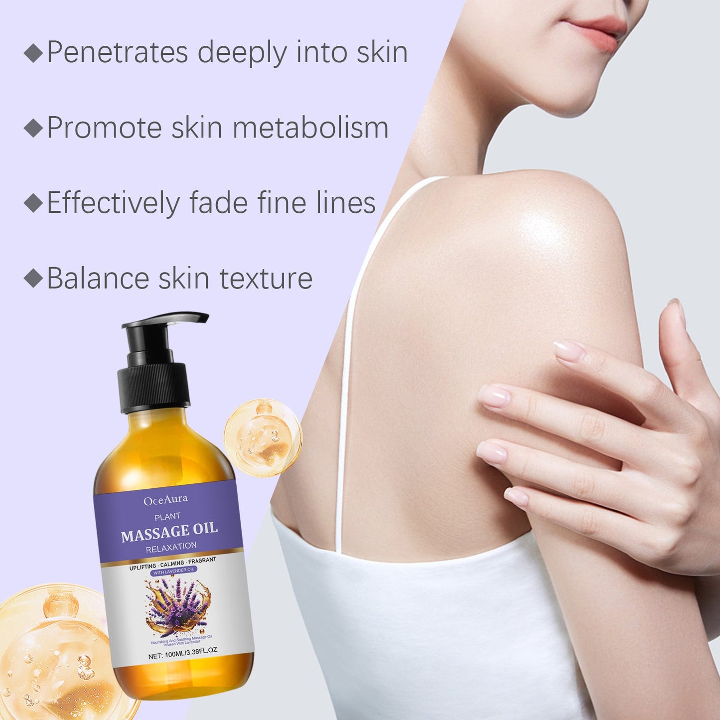 OceAura Lavender Essential Oil Gently Soothes The Body And Moisturizes The Skin With A Fragrance That Easily Absorbs Body Massage Oil