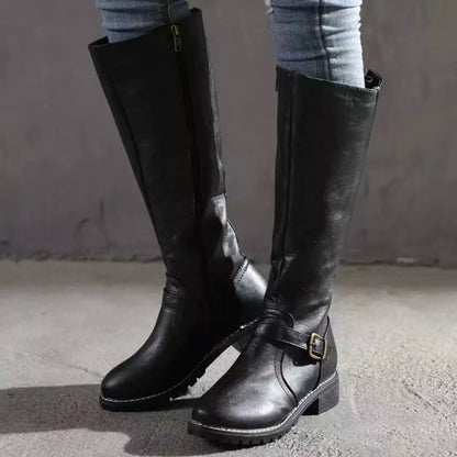 Round Toe Block Heels Boots