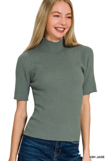 Zenana Viscose Ribbed Mock Neck Sweater