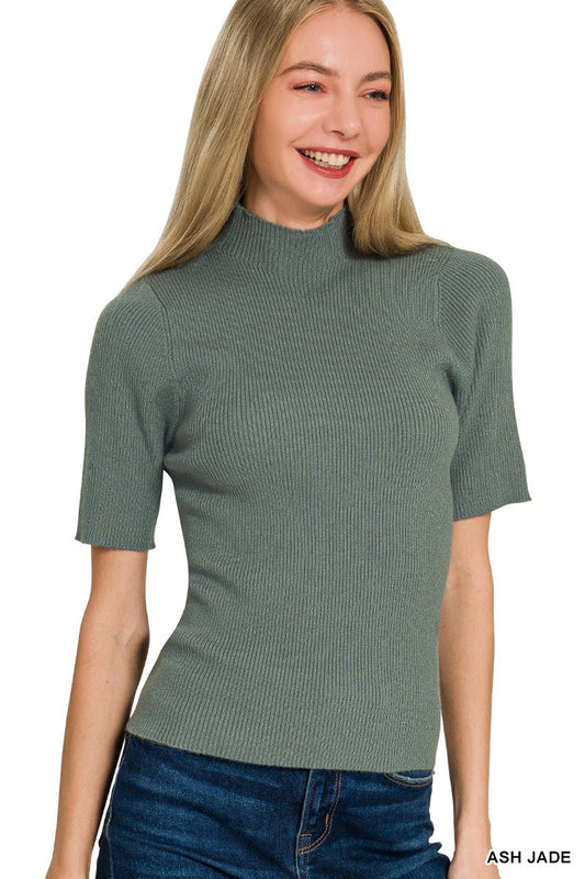 Zenana Viscose Ribbed Mock Neck Sweater