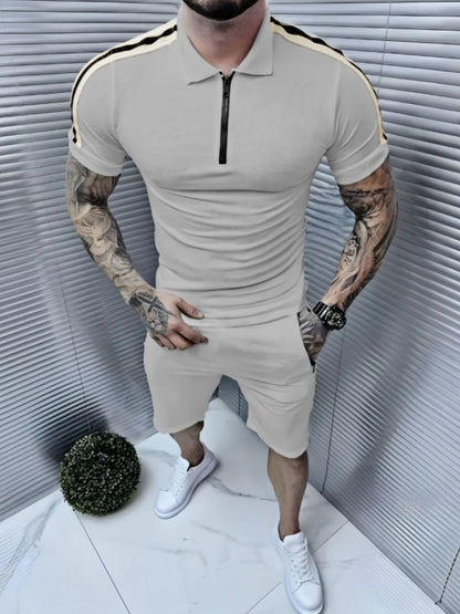 Men's Collared Neck Short Sleeve Top and Shorts Set