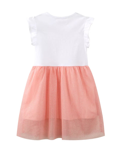 Children's Star Sequin Tulle Ruffled Sleeveless Dress
