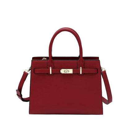 Leather Handbag with Detachable Shoulder Strap