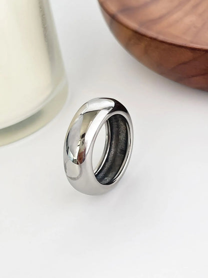 2-Piece 18K Gold-Plated Stainless Dome Band Rings