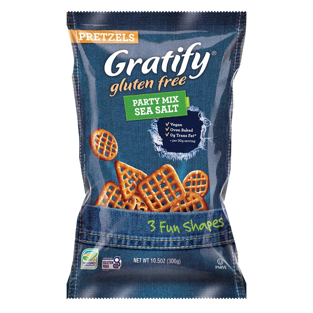 Gratify - Gluten-Free Pretzel Party Mix, 10.5 oz (Pack of 24) - Snack Mix Case