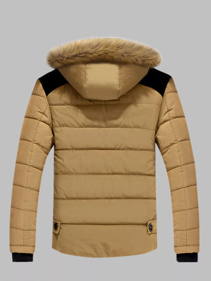 Men's Plus Size Padded Fur Hood Puffer Jacket