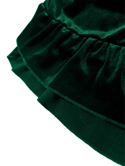 Plus Size Ruffled Velvet Elastic Waist Skirt