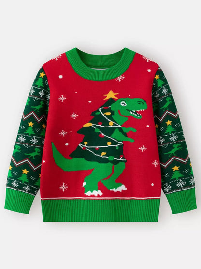 Children's Christmas Tree Round Neck Sweater